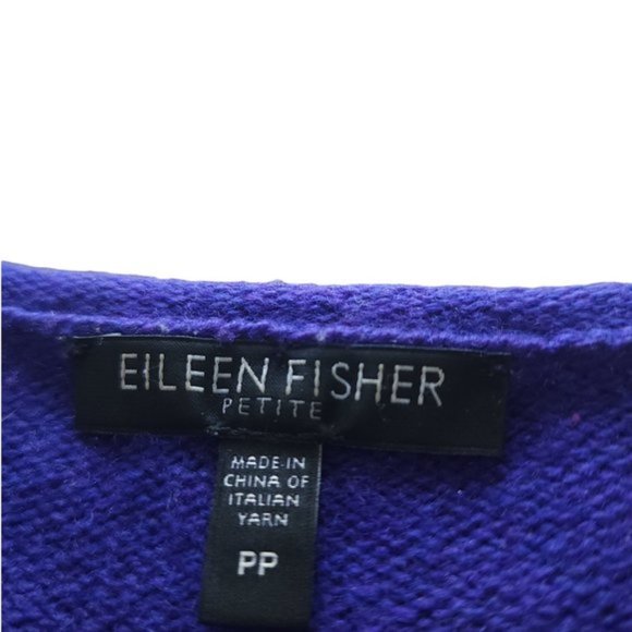 Eileen Fisher blue and black striped yak  and wool sweater - Picture 5 of 8